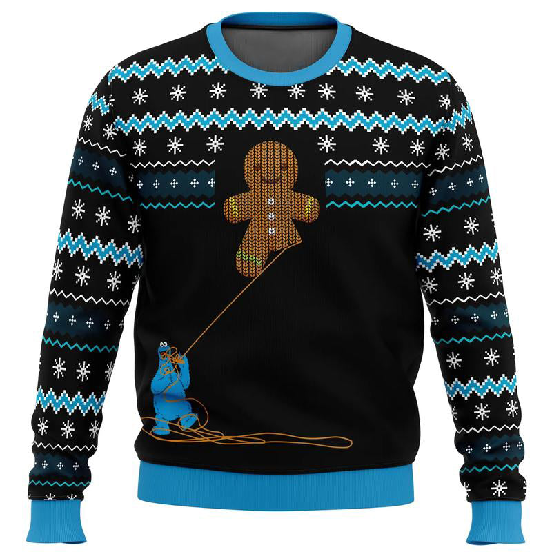 Cookie Monster / Gingerbread Man Christmas Sweater